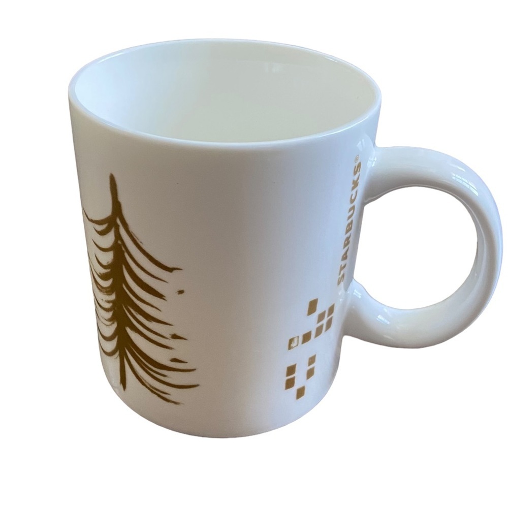Starbucks Holiday Coffee Mug - Gold White - 2014 - 12oz